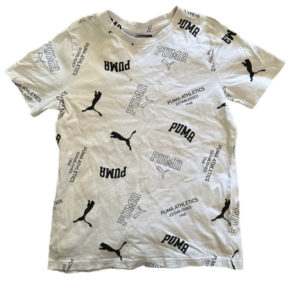 Puma size 7 boys shirt white black